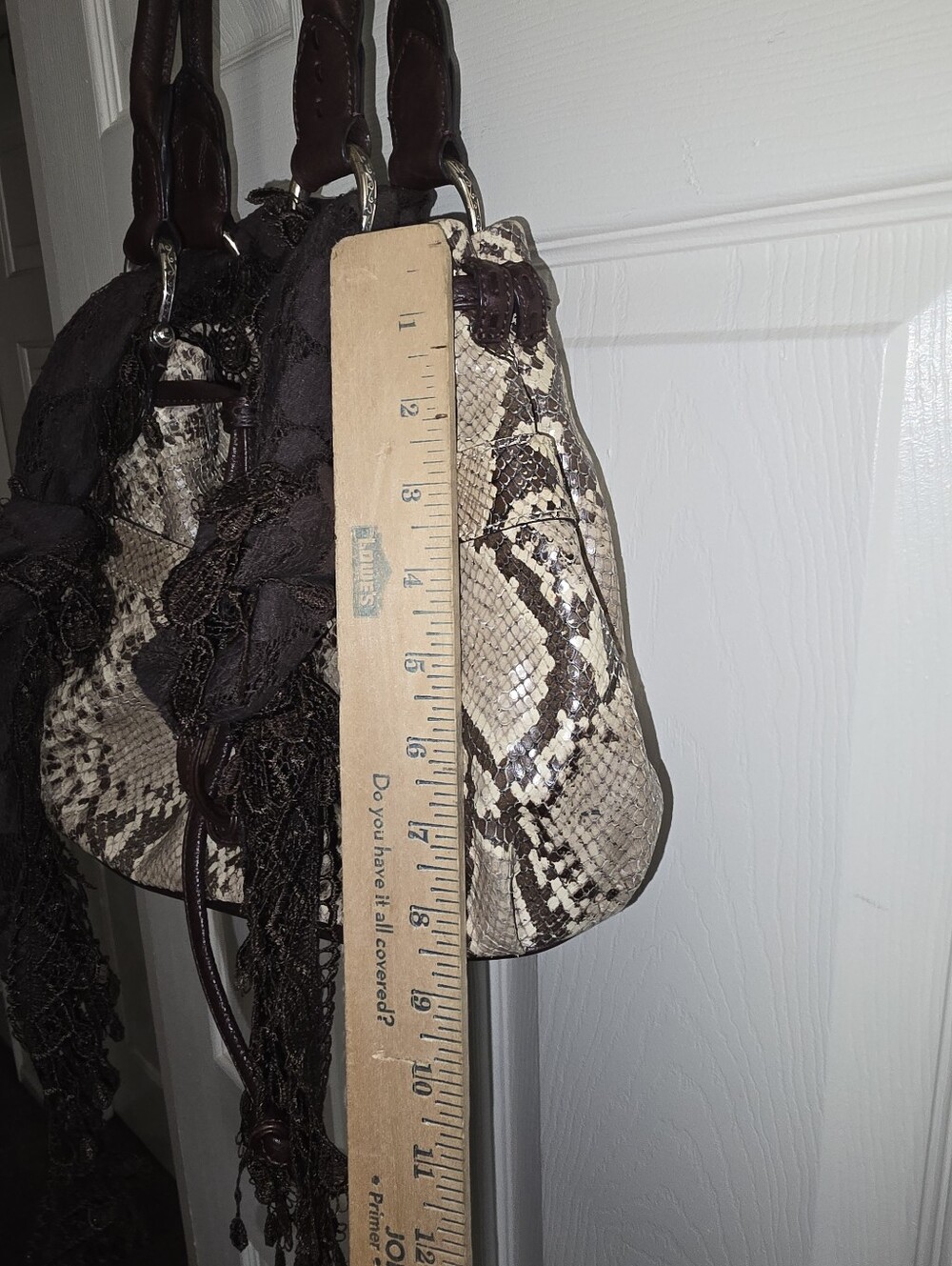 Brighton Python Snake Embossed Leather Bag - Picture 15 of 16